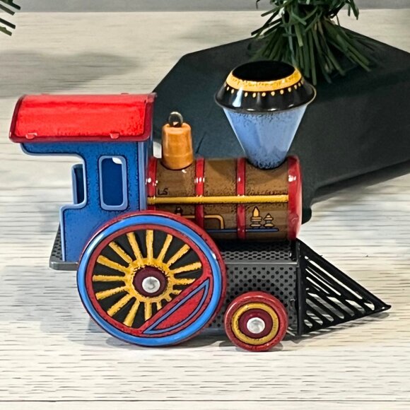 Vintage Lot Tin Hallmark Ornaments Locomotive Santa Snowman Train Car DAD Candy - Picture 13 of 16